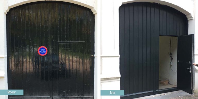 Houten garagedeur monumentaal pand