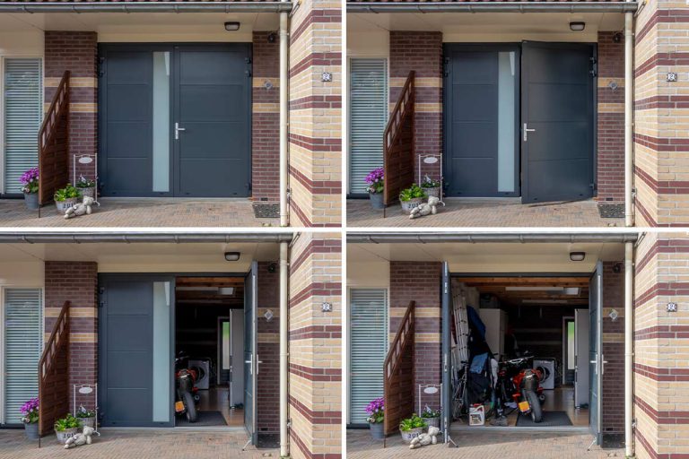 openslaande garagedeur (verticaal glas)