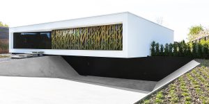 Zwarte trespa garagedeur