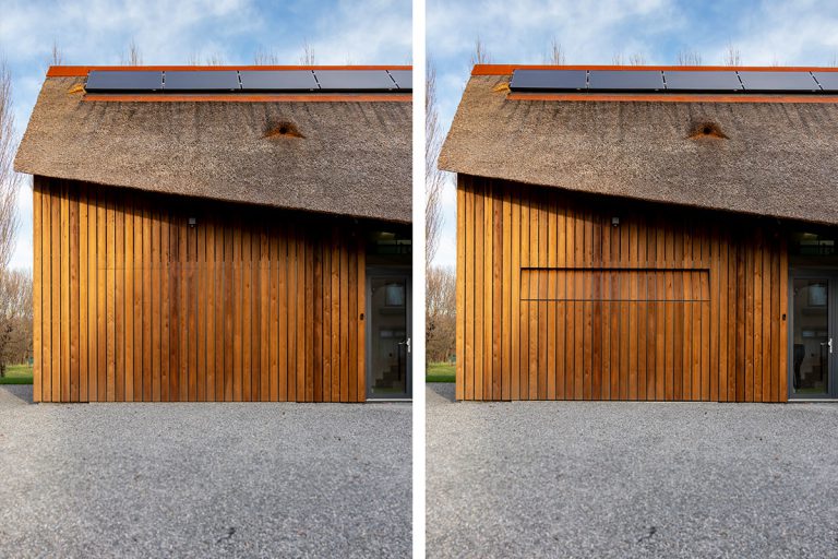 houten sectionaaldeur onzichtbaar verwerkt in de gevel