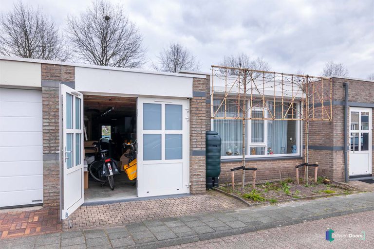 Openslaande garagedeur met glas